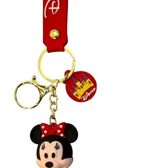 Disney Keychain Minnie Mouse Cartoon Silicone Pendant Keyring 3D Key Ring NEW - Picture 5 of 16